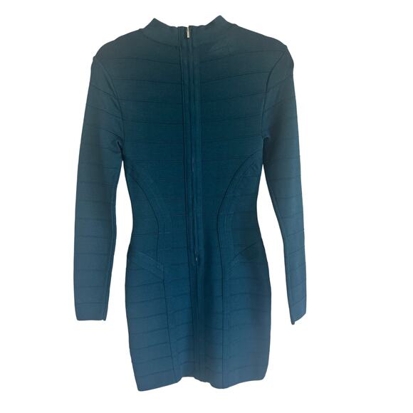 Bebe Women's Bandage Bodycon Dress Medium Long Sleeve Cutout Mini Teal Blue - Picture 16 of 16